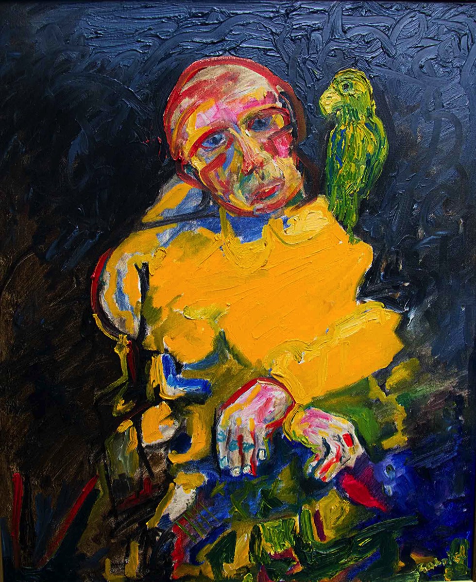 Man and parrot, Oil on canvas