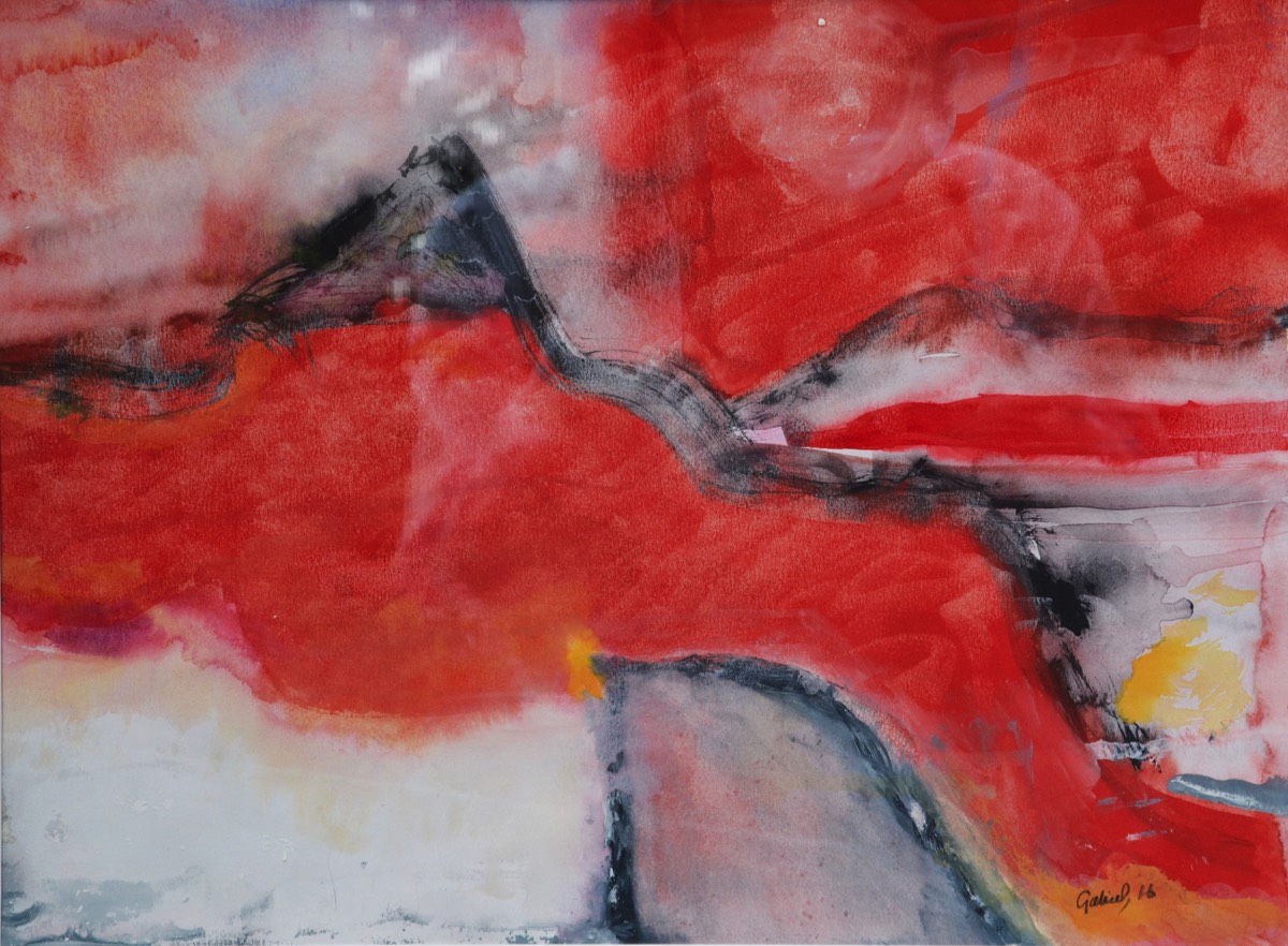 ”Study in Red “ Mixed media on Arches paper. 30 X 42 cm